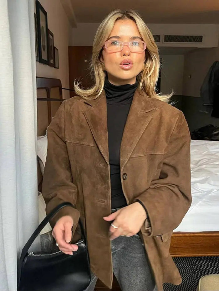 Veste mi-saison femme aspect daim en polyester intemporelle 3