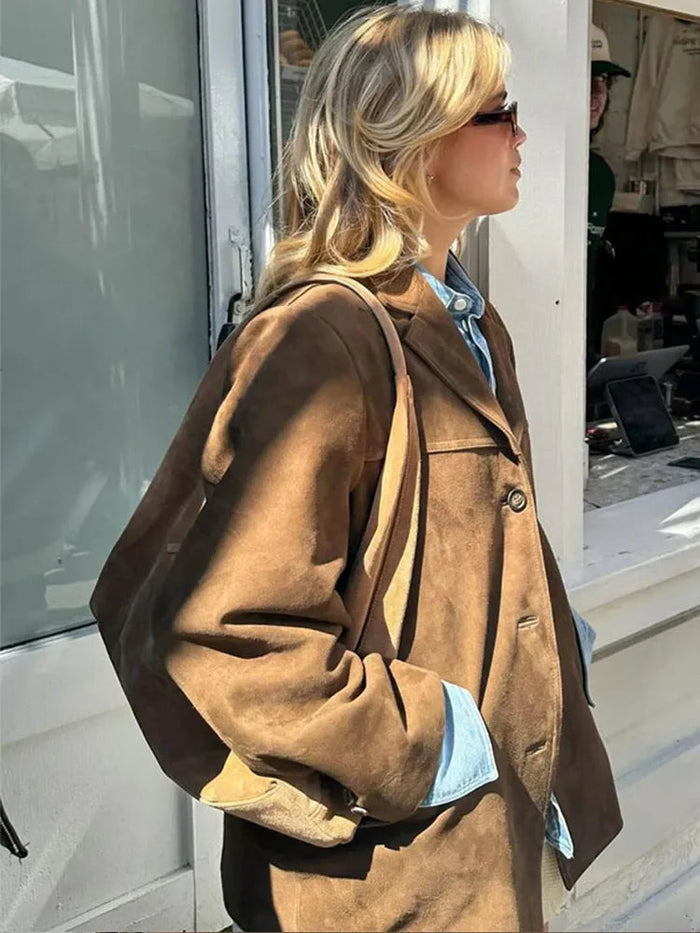 Claire | Women Suede Look Jacket Lightweight Polyester