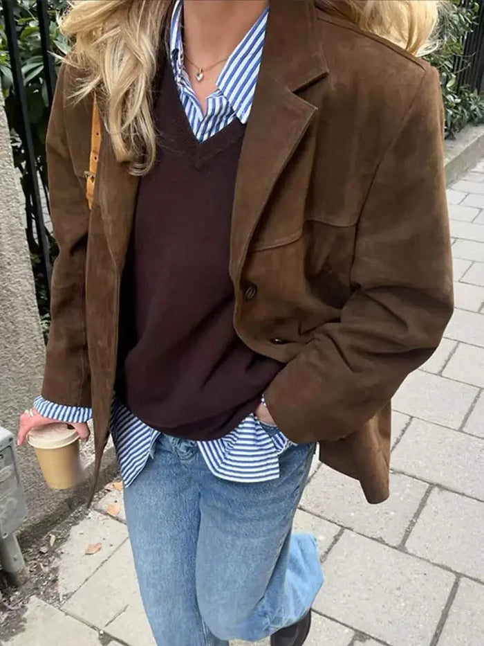 Claire | Women Suede Look Jacket Lightweight Polyester