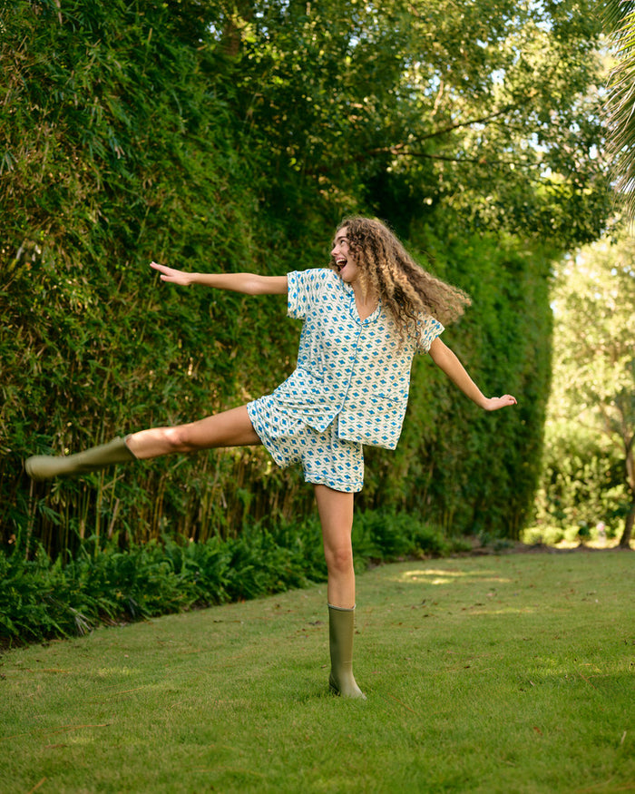 Classic Pajama Short - Blue Saturn