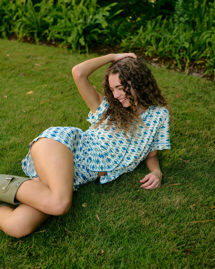 Classic Pajama Short - Blue Saturn