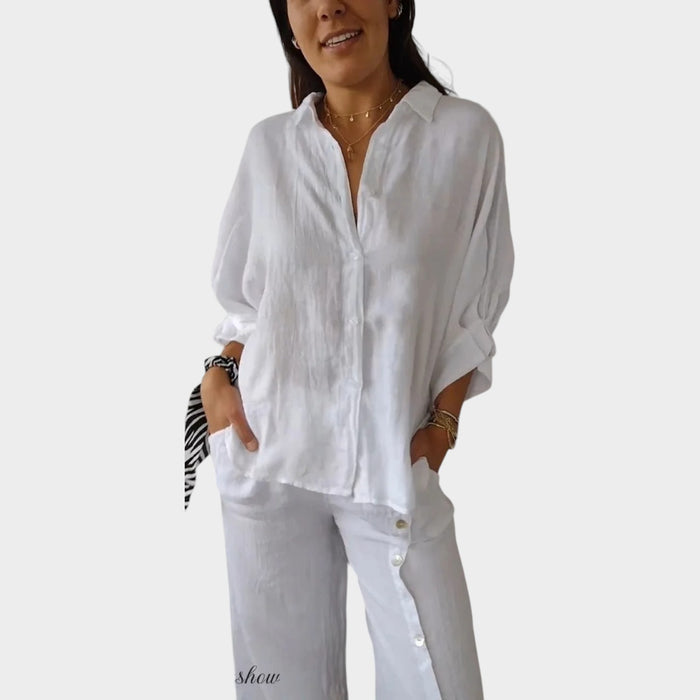 Classic Relaxed Button-Up Blouse