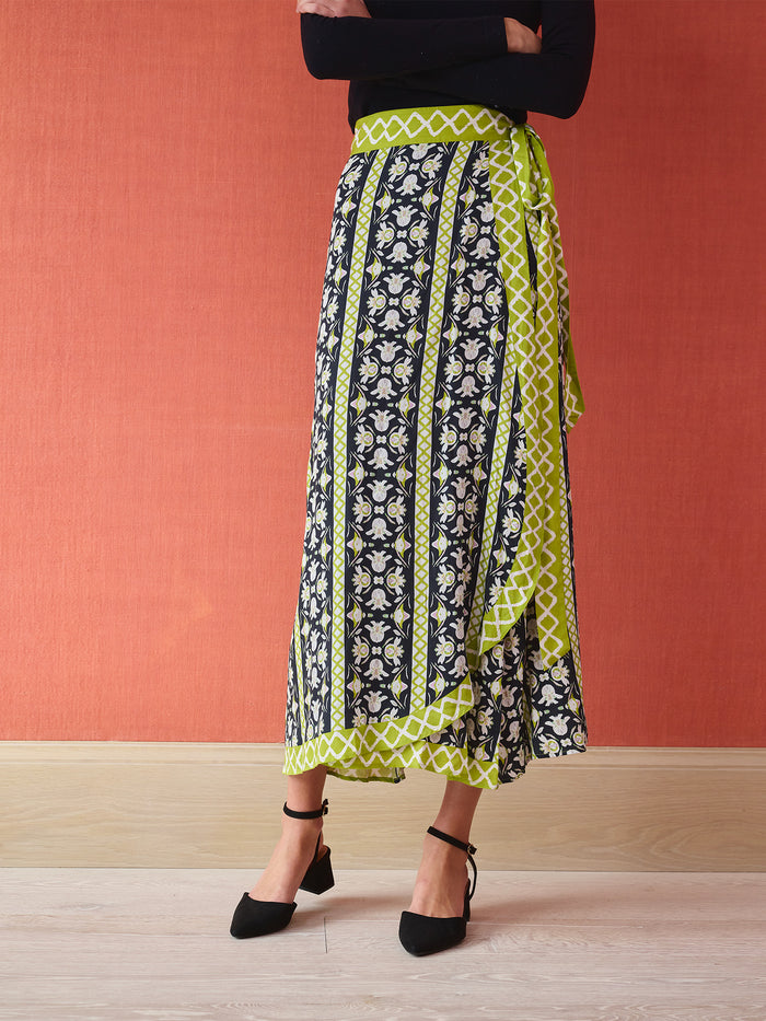 Cooper Wrap Skirt - Fleur de Lune Black