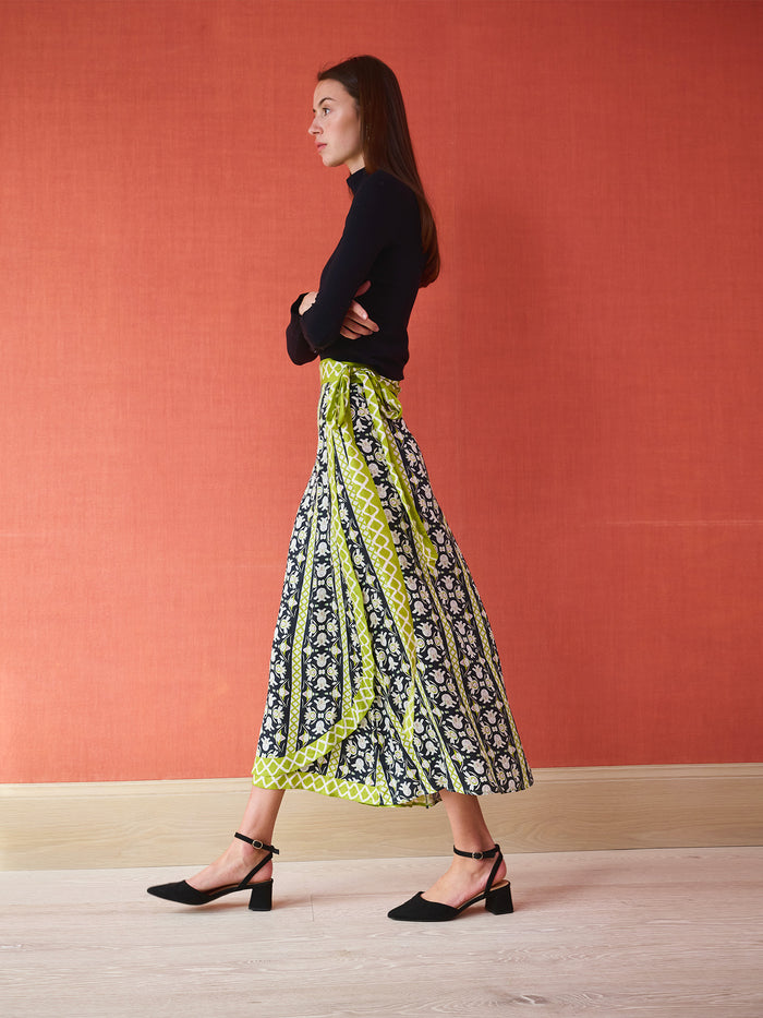 Cooper Wrap Skirt - Fleur de Lune Black