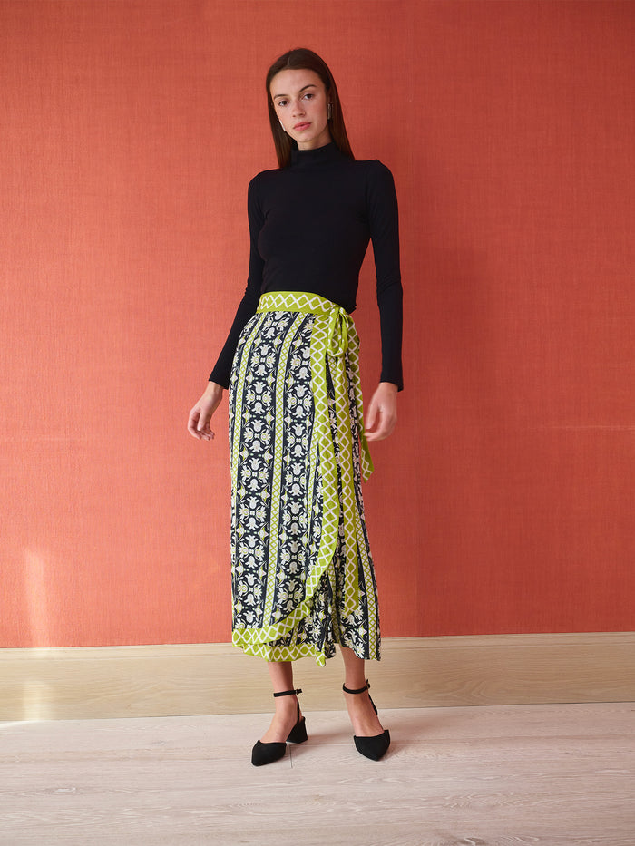 Cooper Wrap Skirt - Fleur de Lune Black