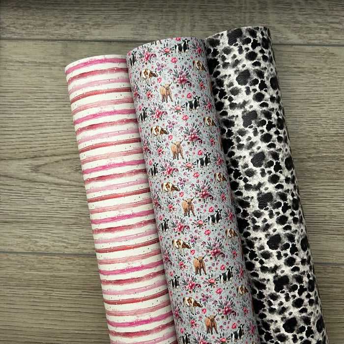 Cows and Pretty Pink Flowers Set