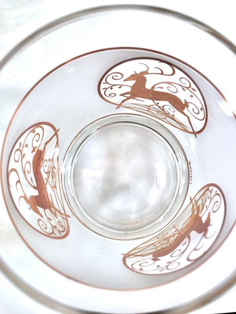 Culver Signed Mid-Century Golden Reindeer Double Old Fashion Glasses (Set of 4)