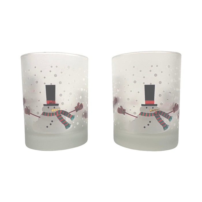 Culver Signed Mid-Century Melting Frosty The Snowman Double Old Fashion Glasses (Set of 2)