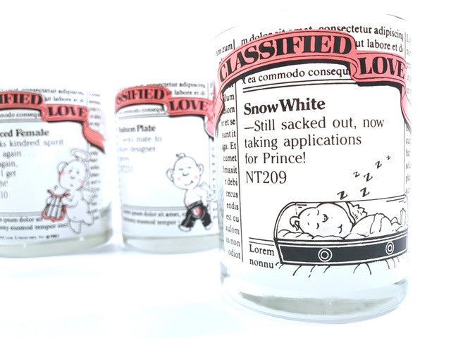 Culver Signed Vintage Classified Love Double Old Fashion Glasses (Set of 4)