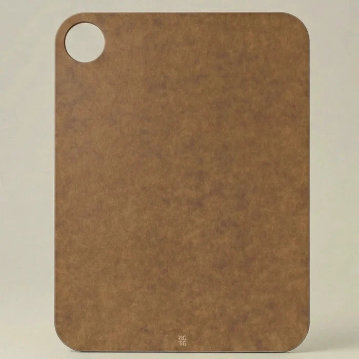 CUT-IT chopping board - large, brown with grooved drip catch edge