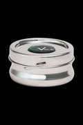 A centered, close-up shot of the CVault Stainless Steel Storage Container - Twist, reflecting light on its polished metal surface.