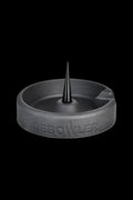 A top-down view of the Debowler Minimalist Silicone Ashtray, showcasing its simple, dark gray circular design.