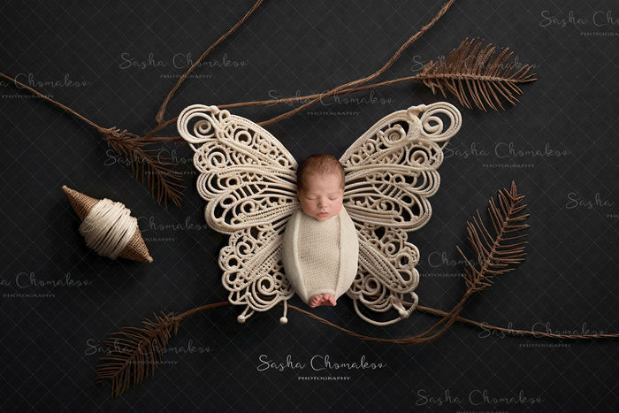 Digital Backdrop  Ai generated boho lace butterflies