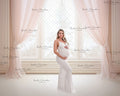 Digital Backdrop  Ai generated pink drapes winter