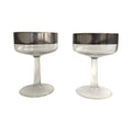 Dorothy Thorpe Mid-Century Allegro Silver Rim Champagne Glasses (Set of 2)