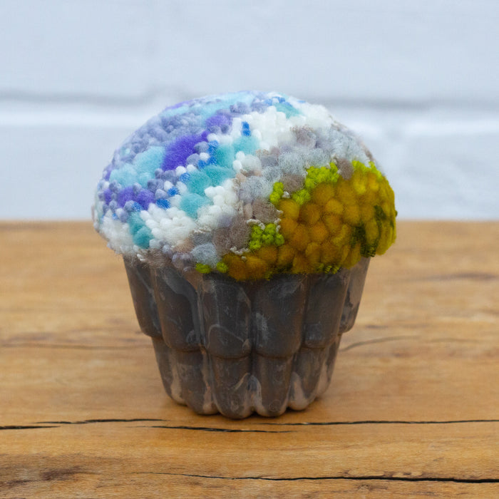 Double Decker Jell-O Tin Puff | Blue, Purple + Ochre