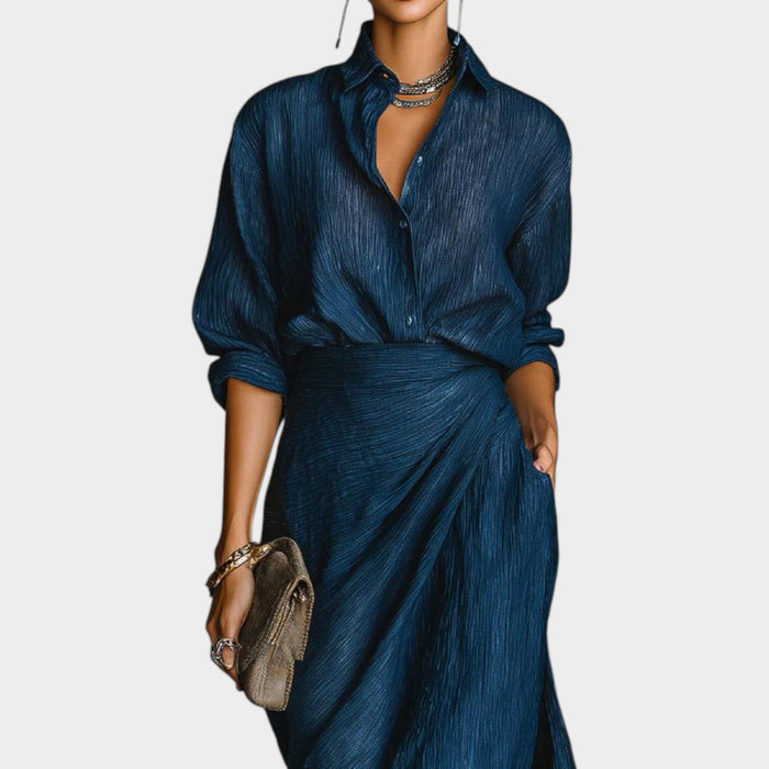 Draped Shirt-Style Maxi Dress