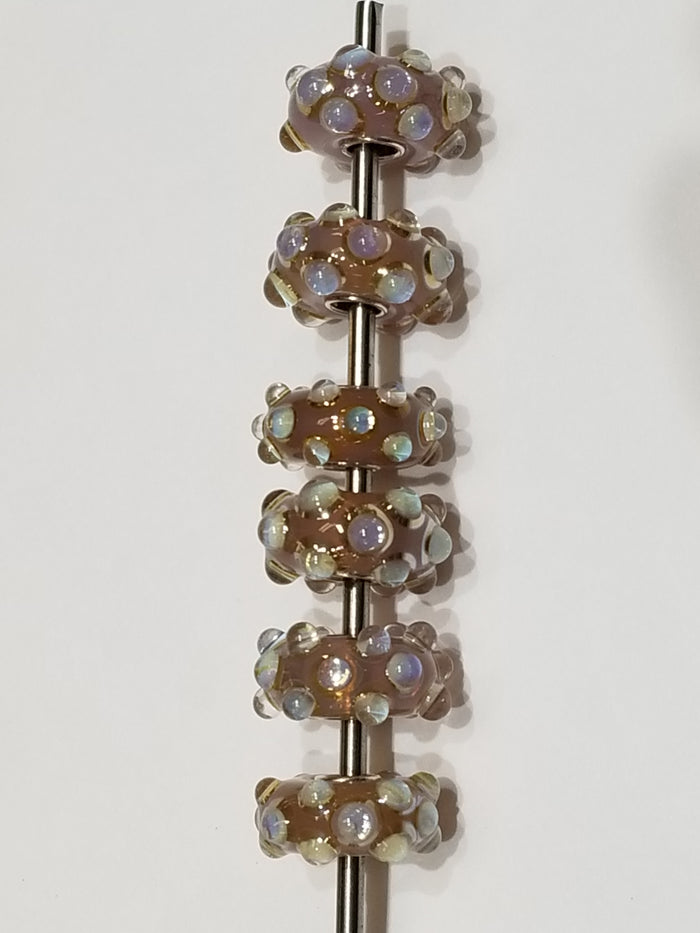 Elfbeads glass Pink Oil Polka bead