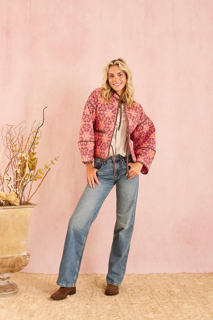 Eloise Reversible Quilted Jacket - Wildflower Pink