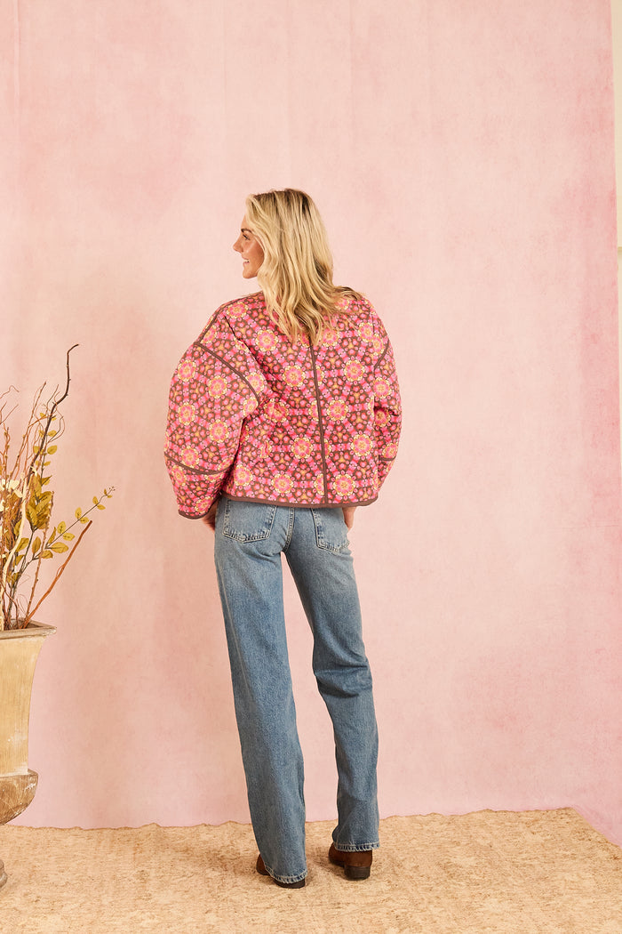 Eloise Reversible Quilted Jacket - Wildflower Pink