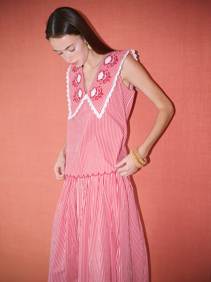 Emma Sleeveless Blouse - Red Stripe