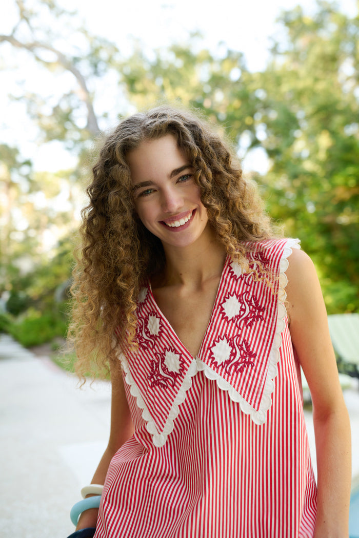 Emma Sleeveless Blouse - Red Stripe