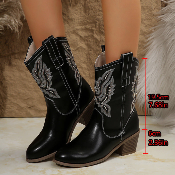 Etta | Women's Western Embroidered Mid-Calf Boot