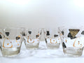 Federal Glass Mid-Century Black and 22-Karat Gold Amoeba Boomerang Old Fashion Glasses (Set of 4)