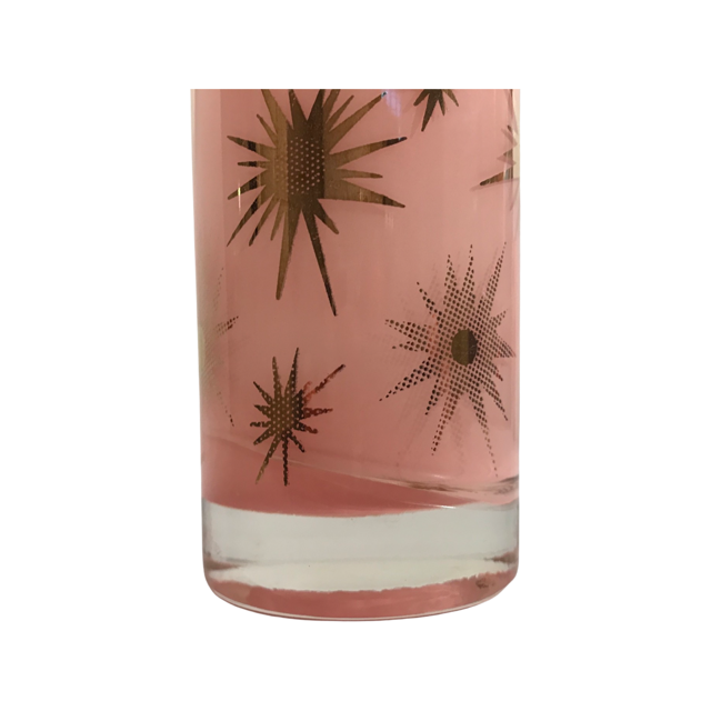 Federal Glass Mid-Century Pink Atomic & 22-Karat Gold Star Glasses (Set of 2)