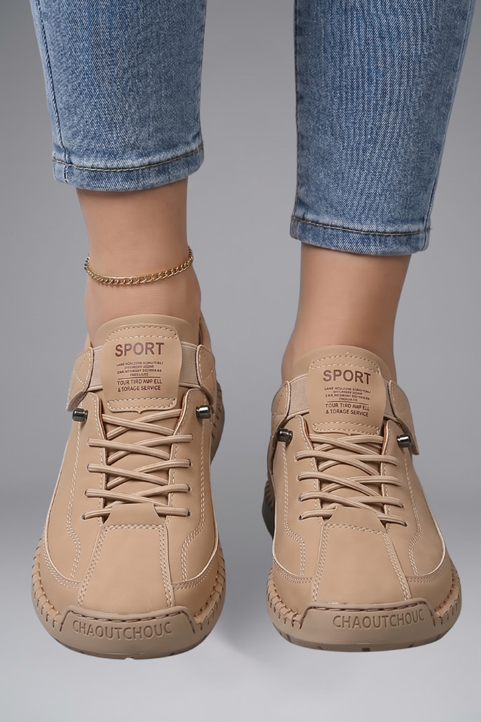 Fiona | Women's Leather Sneaker with Elastic Panels