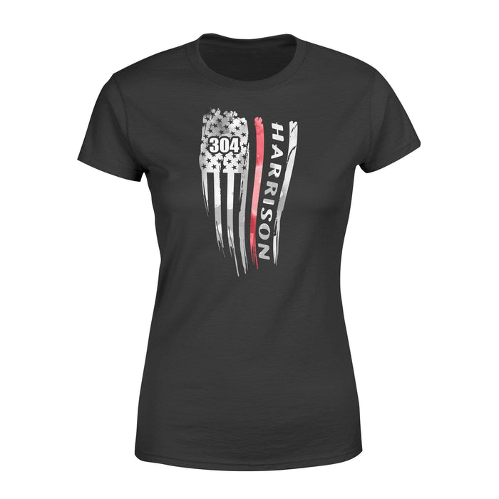 Apparel XS / Black Firefighter Distressed Flag Ver2 - Personalized Shirt - Standard Women's T-shirt - DSAPP