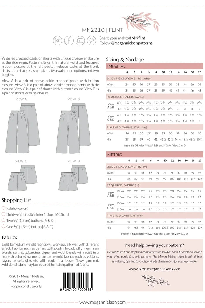 Flint pants and shorts pattern