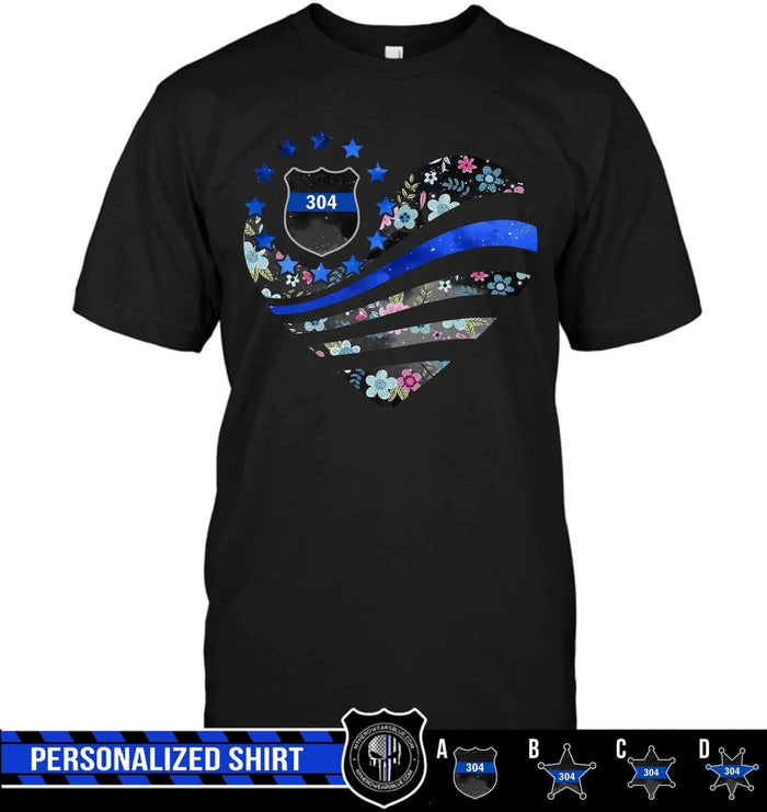 Apparel S / Black Personalized Shirt - Floral Patterned Flag Heart - DSAPP