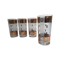 Fred Press Signed Mid-Century Fleur De Lis Highball Glasses (Set of 4)
