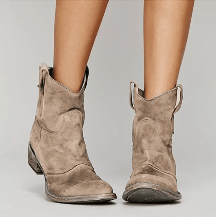 Bottines femme en daim à talon bloc large, zip latéral et semelle antidérapante 5