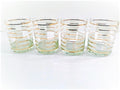 Georges Briard Signed Gold and White Geometric Double Old Fashion Glasses (Set of 2)