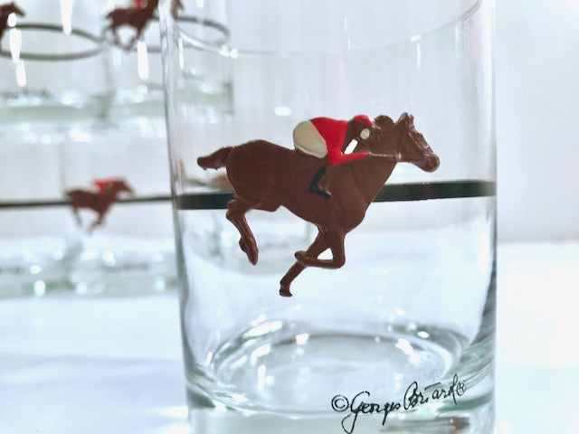 Georges Briard Signed Mid-Century Kentucky Derby Double Old Fashion Glasses (Set of 6)