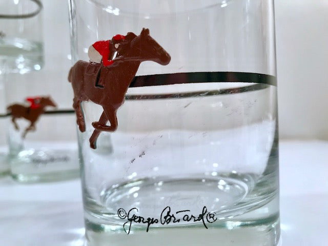 Georges Briard Signed Mid-Century Kentucky Derby Double Old Fashion Glasses (Set of 6)