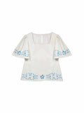 Georgia Blouse - Embroidered Periwinkle