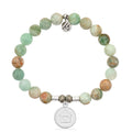 Green Quartz Gemstone Bracelet with Home is Where the Heart Is Sterling Silver Charm