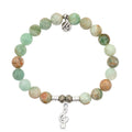 Green Quartz Gemstone Bracelet with Music Note Sterling Silver Charm