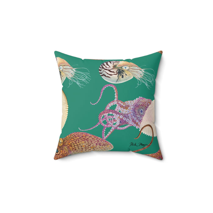 Green Tentacles Square Pillow Printify