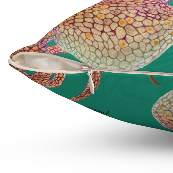 Green Tentacles Square Pillow Printify