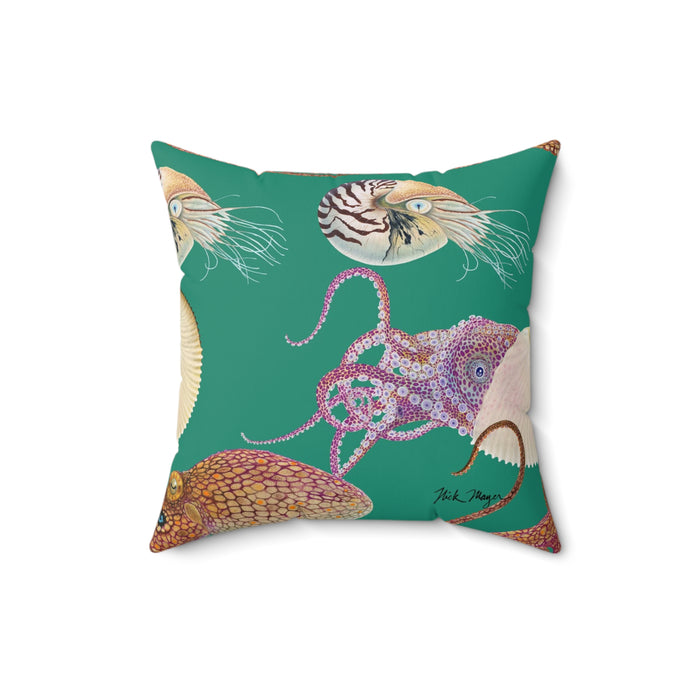 Green Tentacles Square Pillow Printify