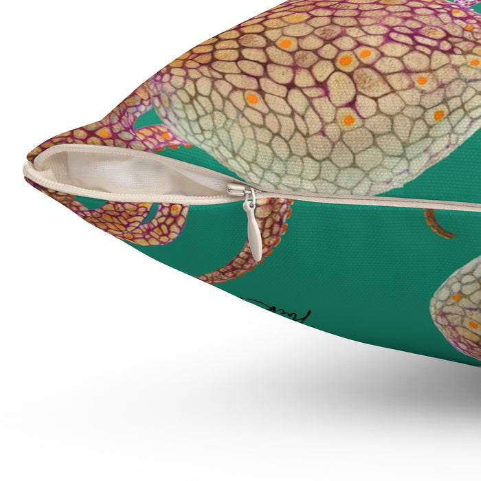 Green Tentacles Square Pillow Printify