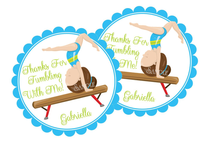Gymnastics Birthday Party Stickers Or Favor Tags