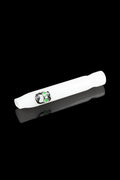 White glass blunt with green graphic, studio shot."