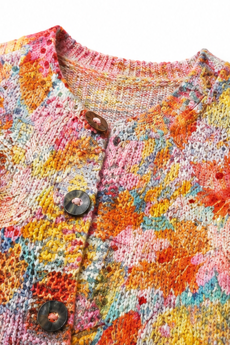 Helena | Women Floral Print Cardigan Open Front Soft Knit