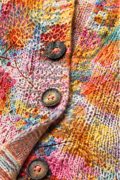 Helena | Women Floral Print Cardigan Open Front Soft Knit