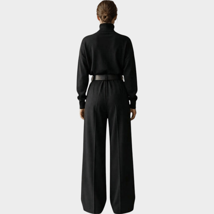 High‑Neck Belted Two‑Piece Set